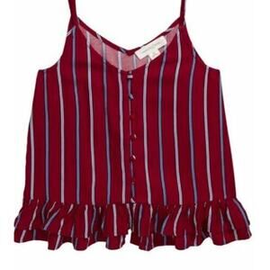 Treasure & Bond Girls Burgundy‎ and Blue Stripe Button Front Camisole Small(7/8)